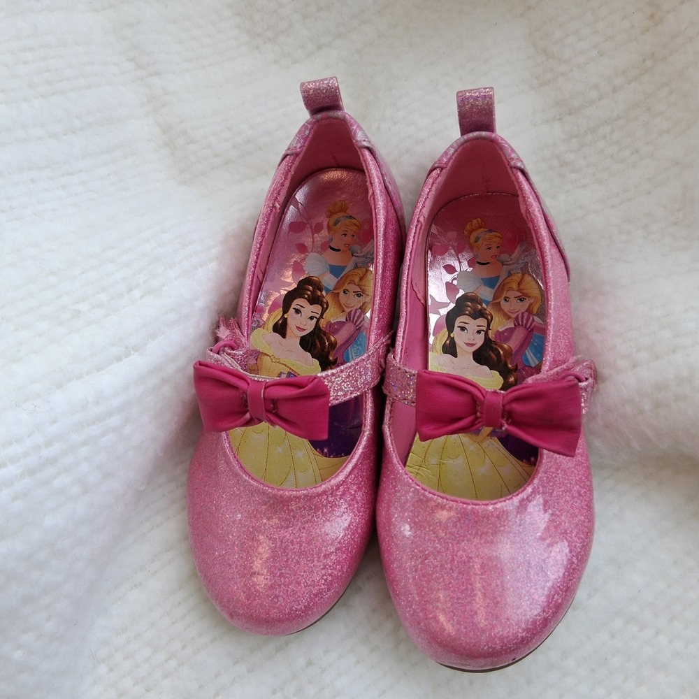 Vtg Y2K Disney Princess Baby Toddler Glitter Shoes 9 Pink Sparkly Boutique - Picture 2 of 6